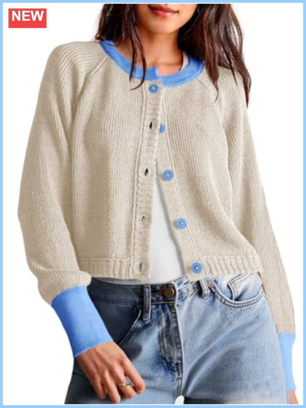 Cropped Cardigan Sweater Button Down Open Front Long Sleeve Knit Coat